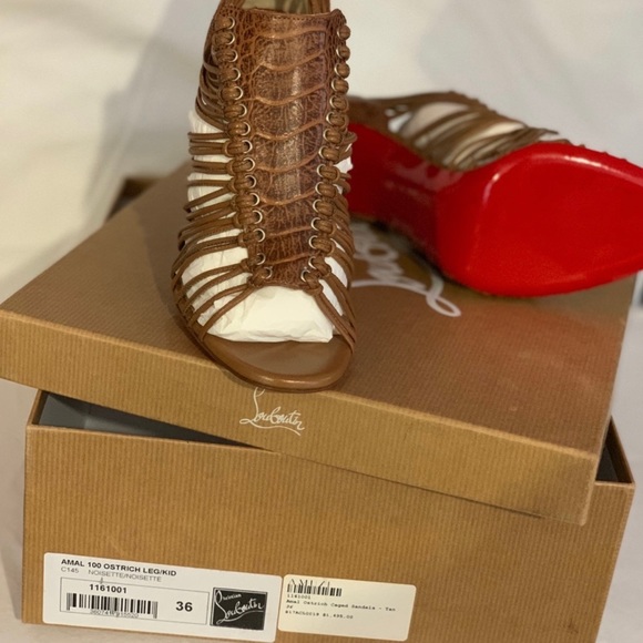 COPY - Christian Louboutin Amal 100 Ostrich Caged Sandal Heels 
NEW
Size 36 / (… - Picture 2 of 4
